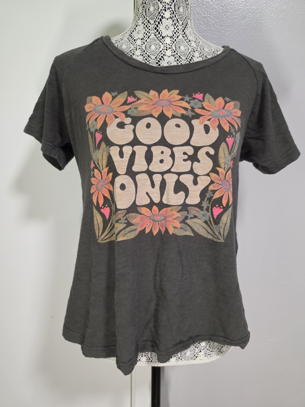NATURAL LIFE 100% Cotton 'Good Vibes Only' Floral Tee